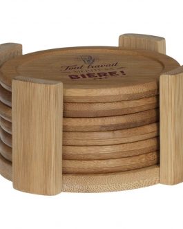 Lot de 6 sous verre en bambou personnalisés