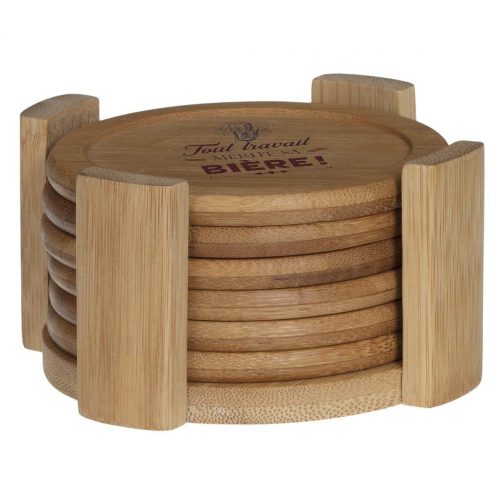 Lot de 6 sous verre en bambou personnalisés